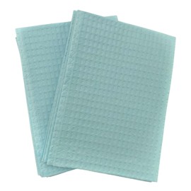 Disposable Dental Patient Bibs, 3 Layer 50 Pack Paper Towel Bibs 13"x18" with Poly Back, Tattoo, Dental, Medical, Nail Tray or Table Covers (Blue)