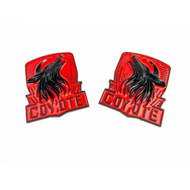 1 Pair LH and RH Fender Badges Black Red Painted Coyote Head Logo Fit for Car Side Or Rear Trunk Emblem Badge Sticker Decal (Black with Red)