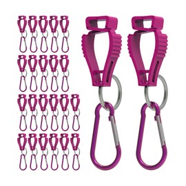 JORESTECH Safety Glove Clip Work Glove Keeper Holder for Construction with Carabiner (24 Units, Pink)