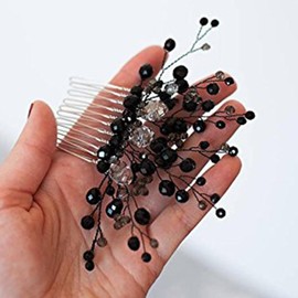 Missgrace Bride Wedding Hair Side Comb Black Hair Comb Crystal Headpiece Bridal Hair Accessories for Women
