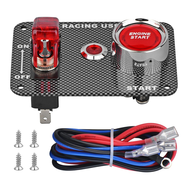 Jtron DC12V Racing Car Ignition Switch Panel Carbon Fiber Rocking