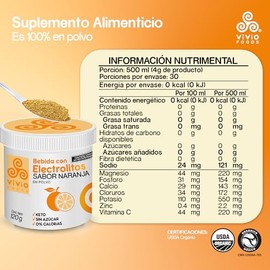 Vivio Foods Electrolitos Polvo Sabor Naranja 120