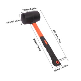 4 PCS 12 OZ Rubber Mallet, Rubber Hammer Head, Rubber Mallet Set With Black-Yellow Fiberglass Handle Perfect For Wood, Metal, Plastic, Glass, And Ceramics. By GENHAKON, Orange