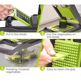 Generic Professional Multifunctional Vegetable Chopper, 16-in-1 Vegetable Chopper and Slicer, Adjustable Vegetable Cutter with Container, Large, Gray