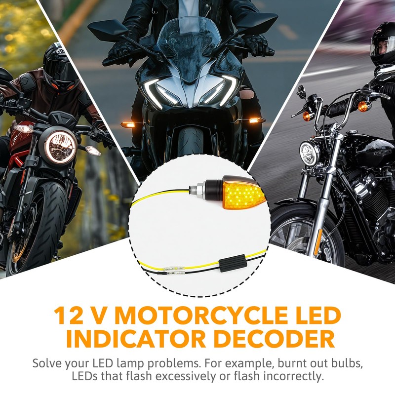 4 Stück 12V Motorrad LED Blinker Decoder, Motorrad Lastwiderstand Taschenlampe