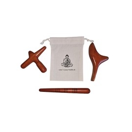 Longway-Buddha Trigger Point Massage Set of 3 with Storage Bag Massage Cross, Massage Bird & Massage Stick Asian Massage Wood