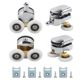 4 Pcs 25mm Shower Door Rollers, Replacement Sliding Shower Door Runners Wheels for 4-6mm Glass, Curved Shower Door Rollers, Shower Enclosure Accessories (2 Top and 2 Bottom Rollers)