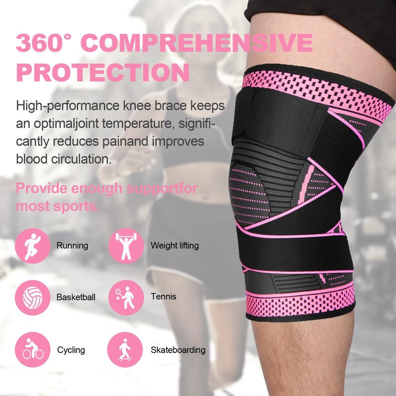 Knee Brace 2 Pack Knee Support for Men Women Elastic