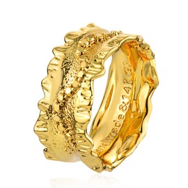 MTMY 14K Gold Plated Rings for Women Dainty Stacking Ring Statement Ring Eternity Bands Minimalist Jewelry Size 6(irregular)