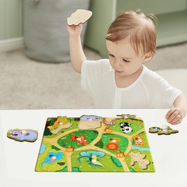 KUKUTrue Montessori Toy 1 2 3, Games from 1 Year, Wooden Puzzle 1 Year, Wooden Toy from 2 Years, Fine Motor Skills, Gift 1-3 Children Boys Girls