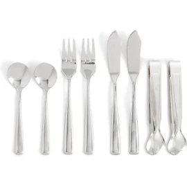 Ironwood Gourmet Stainless Steel Charcuterie Utensil Set of 8, Includes Forks, Knives/Spreaders, Spoons, Tongs