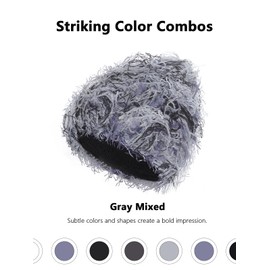 ROXUN Distressed Beanie, Fuzzy Shiesty Yeat Warm One Size for Men Women Winter Fashion Knit Cap Gray Mixed