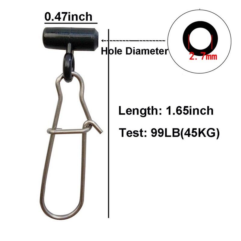 50pcs Fishing Line Sinker Slide with Duo-Lock Snap Hooked Snap