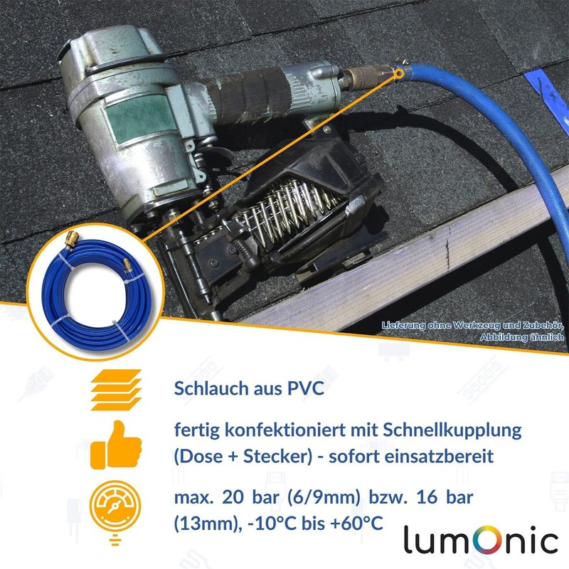 Lumonic 3 m Compressed Air Hose with Quick Coupling I