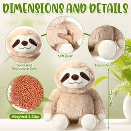 Hungdao Sloth Microwavable Animal Lavender Scented Stuffed Animal 9 Inch Plush Sloth Microwavable Animals Lavender Microwave Heatable Animal for Stress Relief Birthday Christmas Gift