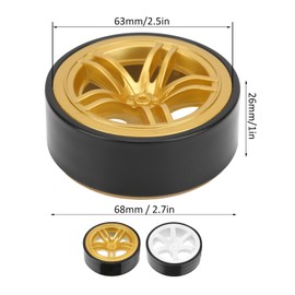 RC Car Drift Tyres, 68 mm, 6 Spoke Plastic Rims & Rubber Tyres, RC Car Drift Tires for 1/10 RC Drift Car On-Road Drifting Car, Gold, 4pcs/Set