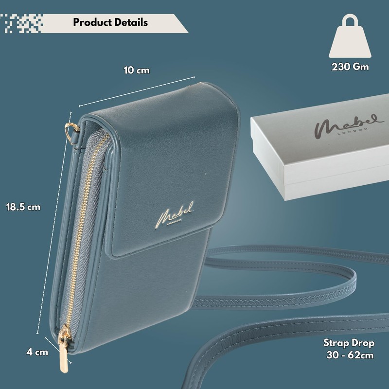 Mabel London Crossbody Phone Bag, Becky RFID Blocking for 6.7