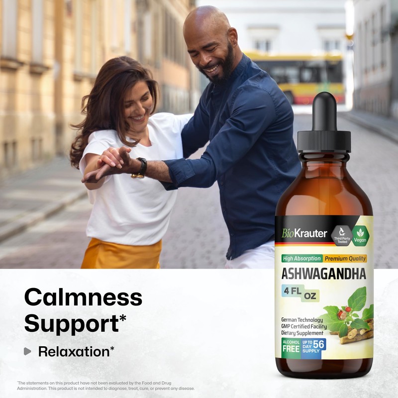 BIO KRAUTER® Ashwagandha Supplements - Liquid Drops Pure Vegan Ashwagandha