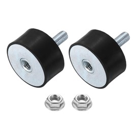 uxcell M8 Rubber Mounts, 2Pcs 40x20mm(DxH) Rubber Cylindrical Anti Vibration Isolator Shock Absorber with Lock Nut for Car Bobbin Generator Air Compressors