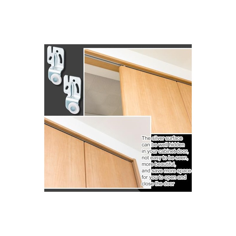 Blulu 4 Pcs Sliding Closet Door Roller Kit Wardrobe Wheels