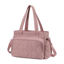 Hedcaw Large Lunch Tote Bag for Women with Multi-Pockets Puffy Light Durable Insulated Lunch Bag Women for Work, Office, Picnic, Pink