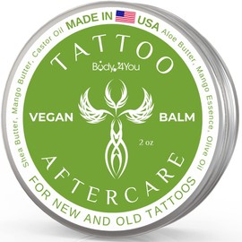 BodyJ4You Tattoo Aftercare Balm - New Tattoo Healing Cream Moisturizer - Old Tattoo Lotion Revive Inked Skin Enhancing Color - Soothing Butter Tattoo Protection Natural Vegan - 2oz