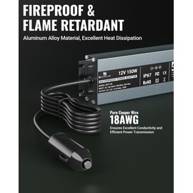 SAYSOLAK 12V 12.5A Waterproof Power Supply for Green Mountain Grill Davy Crockett, Daniel Boone Prime/Plus, Jim Bowie Prime/Plus, Ledge, Peak, Trek, 18Ft Power Adapter Replacement for 12V GMG Grills