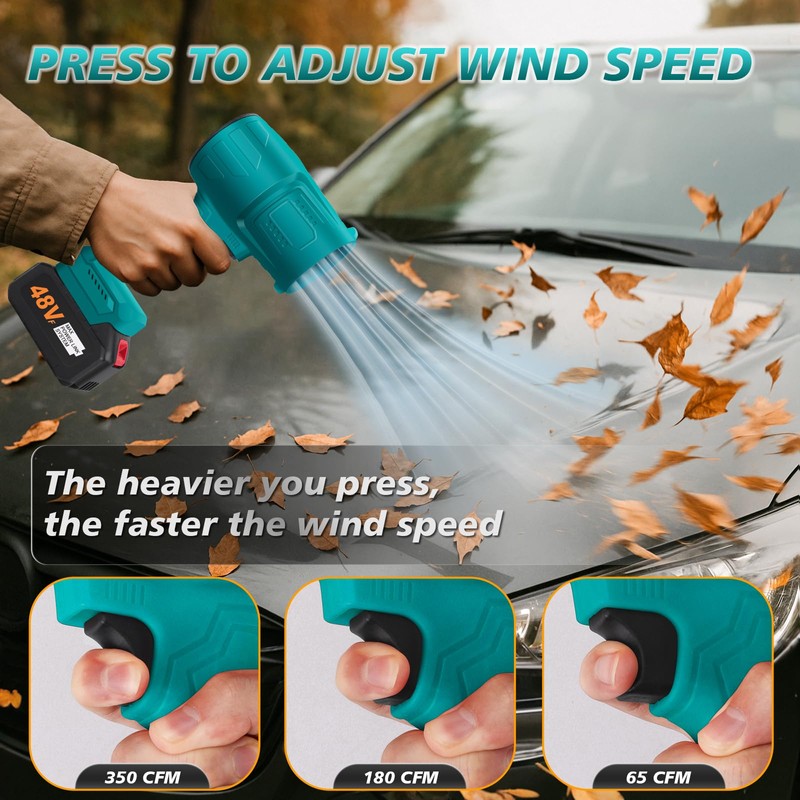 Cordless Leaf Blower Portable Dust Cleaner Handheld Blowers, Blue