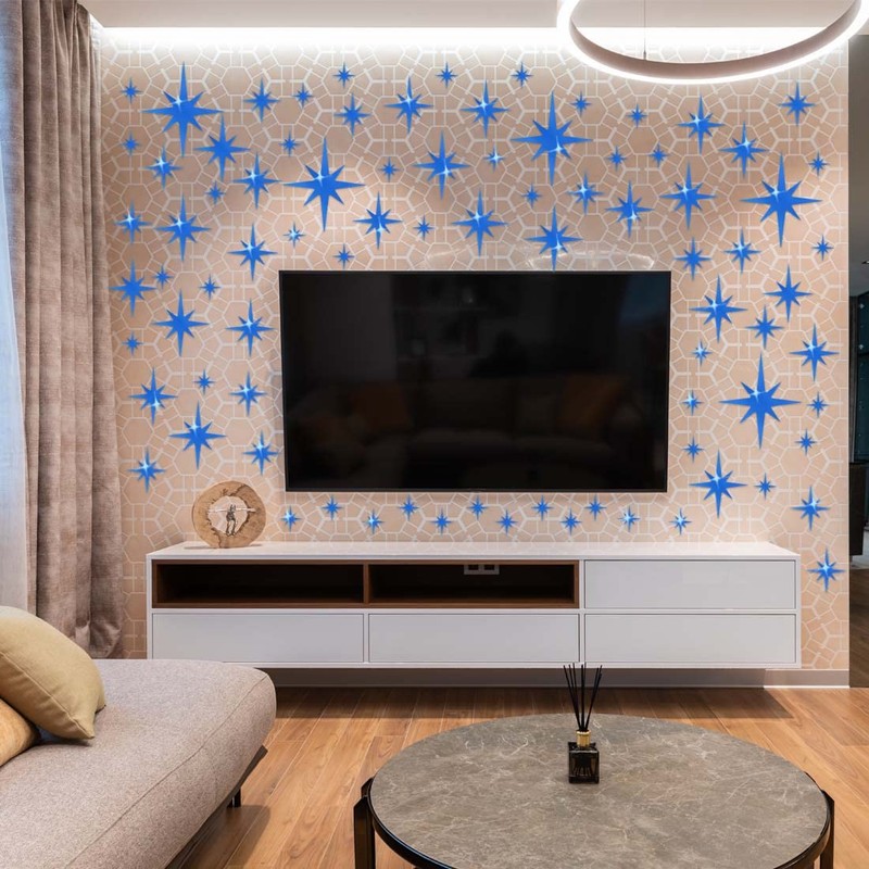 ELANE 100 Pcs Acrylic Mirror Wall Stickers, Star Decor for