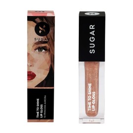 SUGAR Cosmetics Time To Shine Lip Gloss - 10 Princess Aurora (Golden beige with shimmer; Sheer Gold Shimmer) Non-Sticky Formula , Jojoba Oil Infused