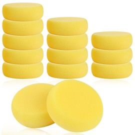 Pack of 12 Round Painting Sponge Round Sponge Set Synthetic Sponges Synthetic Art Sponge Yellow Craft Sponges Absorbent Sponges for Watercolour Ceramic Clay Face Painting Cleaning