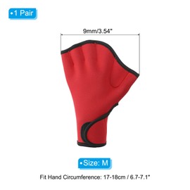 PATIKIL Swim Gloves, Webbed Swimming Gloves Aquatic Fitness Water Resistance Swim Hand Paddles for Women and Men Water Aerobics, M, Red
