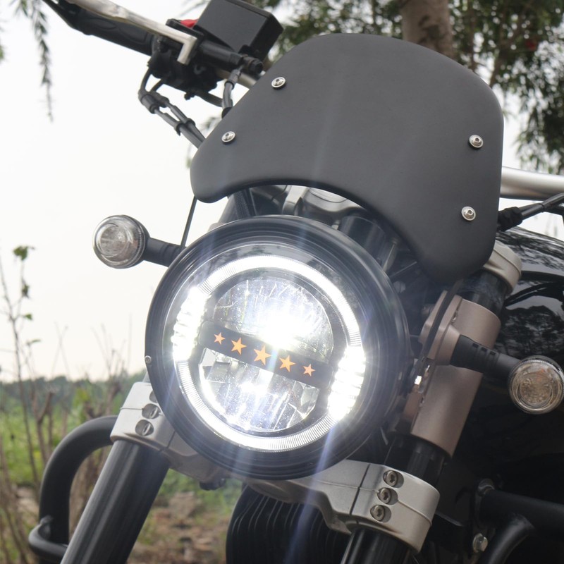 SINLIRU Metal Motorcycle Windshield Matte Black Front Fly screen Universal