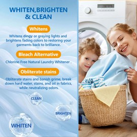 USKICH Natural Oxygen Brightener 34 Pack, Chlorine Free & Color Safe Bleach Alternative for Laundry, Powerful Laundry Whitener to Brighten Whites and Colors, Removes Stains, Neutralizes Odors