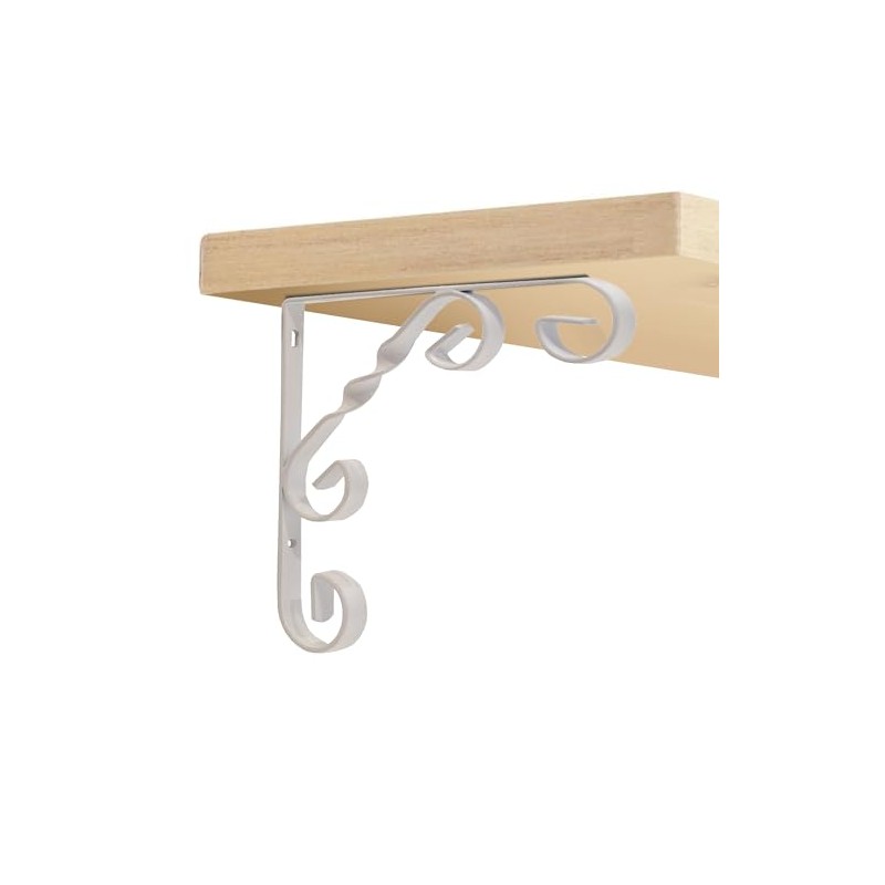Dekton Twisted Wrought Iron Scroll Shelf Bracket, Powder Coated, 8"x8"-