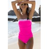 Beachsissi Women's Tummy Control Plain Strapless Block Colours Tankini Set,