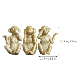 Kichvoe 3pcs Resin Animal Figurine Creative Monkey Decor for Home and Office Compact Desktop Ornaments Smooth Edges for Safe Touch for Friends and Family