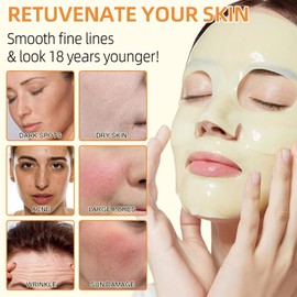 Kojisäure Kurkuma Aufhellende Maske, Über Nacht Gesichtsmaske für Glasige Haut - Elastizität, Feuchtigkeitsspendend, Porenminimierung, Straffend und Feuchtigkeitsspendend, 34g x 6ea