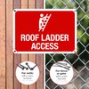Roof Ladder Access with Man Climbing Picture Sign, 10x7 Inches,