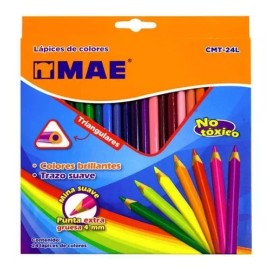 MAE Lapices De Color Triangular 24 Piezas Mae Cmt-24l /v