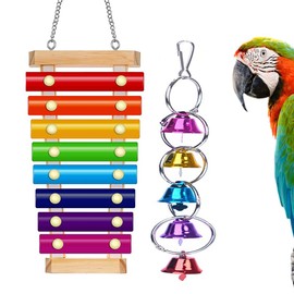 Fejapa Large Parrot Toy Bird Xylophone Toy Bird Cage Bell Accessories Music Musical Training Toy for Conure Budgie Cockatiel Cockatoos Parakeet Finch Love Birds Canary Macaws Medium Outdoor Wild Bird