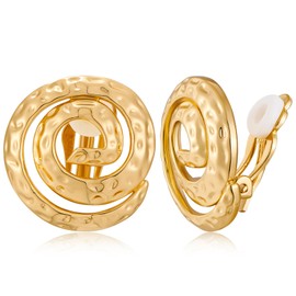 NEPULOY Spiral Earrings Swirl Clip on Earrings for Women Gold Clip Trendy Earrings Jewelry