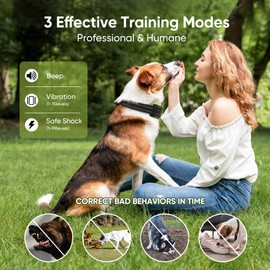 Dog Shock Collar 2 Dogs (5-120Lbs) - 4500FT Dog Training Collar with 3 Training Modes, Security Lock,Reflective Nylon Colar，IP67 Waterproof＆Rechargeable Remote e-Collar for All Breeds, Sizes