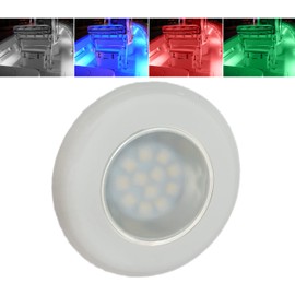 Wave One Marine FLUSH Mount 3" RGBW Internal Driver LED Courtesy Boat Light | RV Accent | Interior Exterior Deck Transom Cockpit T Top | Waterproof IP67 (White Bezel)