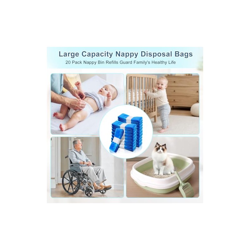 20 Pack Nappy Bin Refills 4.5 m with Strong Odour