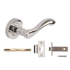 Excel Architectural 3680-PRV Venus Door Handles & Push Button Privacy Latch, Polished Chrome
