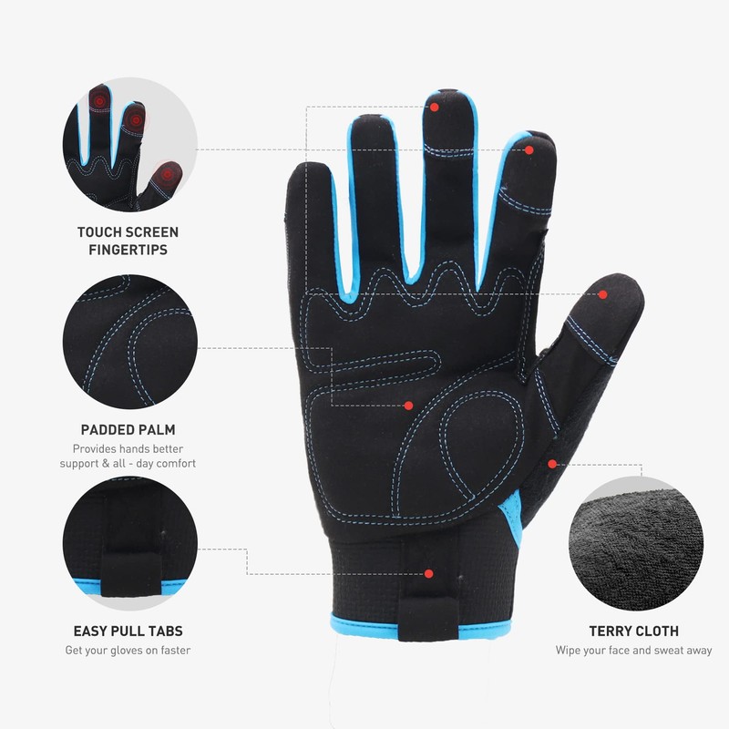 HANDLANDY Utility Work Gloves Mens & Women, Safety Mechanic Working
