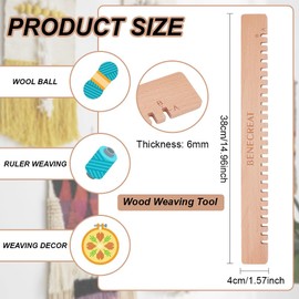 BENECREAT 15x1.6 Inch Beech Wood Knitting Looms, Navajo White Loom Wonderwand Comb Weaving Tool for Lap Loom, Weaving Crafts and Accessories