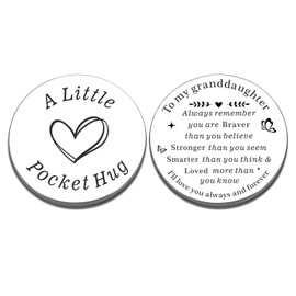to My Granddaughter Pocket Hug Token - Valentines Day Gifts for Granddaughter, Inspirational Sentimental Gifts from Grandma Grandpa, Birthday Gradution Gift for Teen Girls, BRR Basket Stuffers