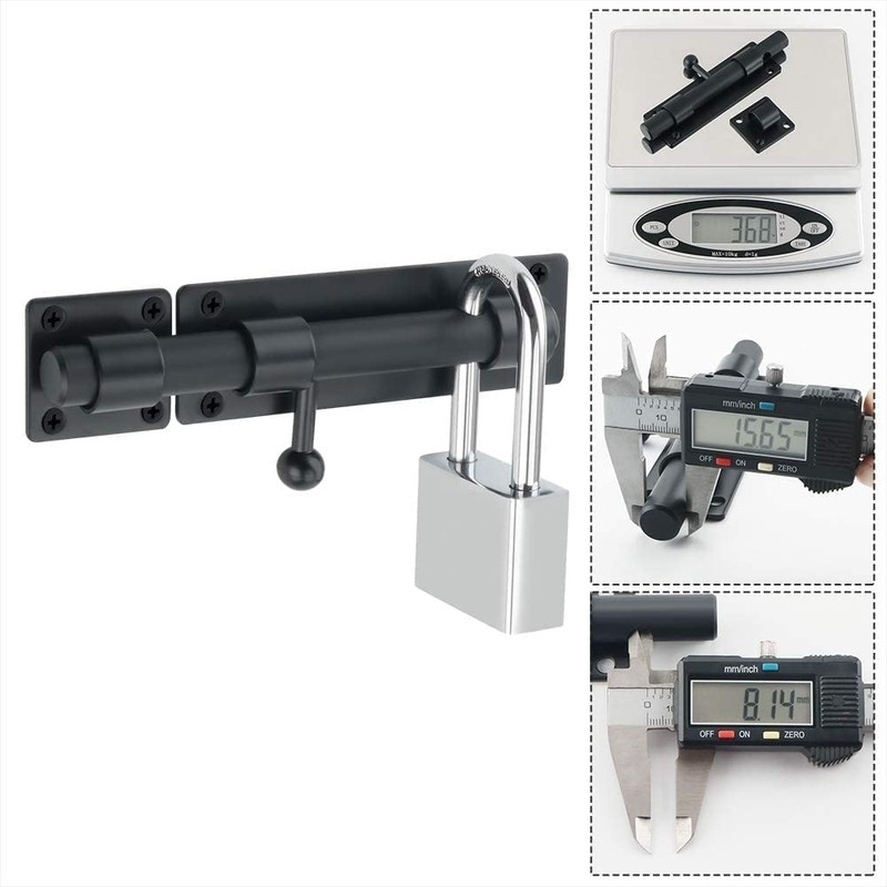 Sayayo Sliding Bolt Gate Latch Black Heavy Duty Stainless Steel